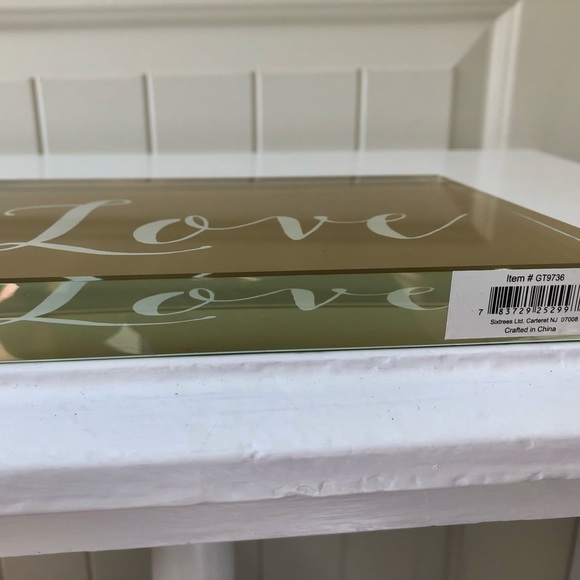 NWT SIXTREES Gold LOVE Mirror Metallic Box Free Standing Sign - Picture 6 of 10